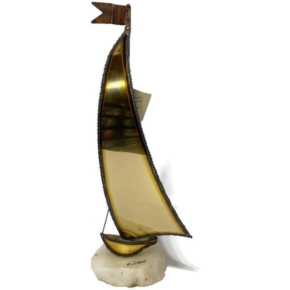 De Mott Sailboat Single Sale On Onyx Base 15 Inches High New With Tag - Picture 1 of 8